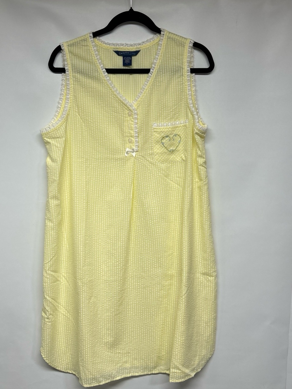 Charter Club Pale Yellow Sleeveless Nightgown with Lace Trim